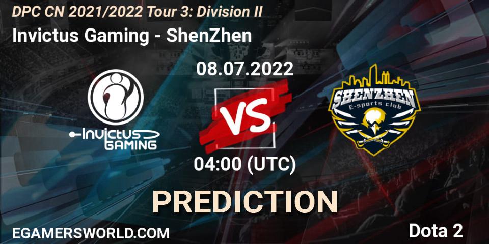 Invictus Gaming - ShenZhen: прогноз. 08.07.22, Dota 2, DPC CN 2021/2022 Tour 3: Division II