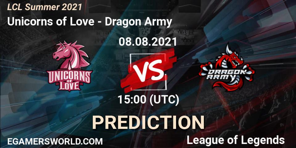 Unicorns of Love - Dragon Army: прогноз. 08.08.21, LoL, LCL Summer 2021