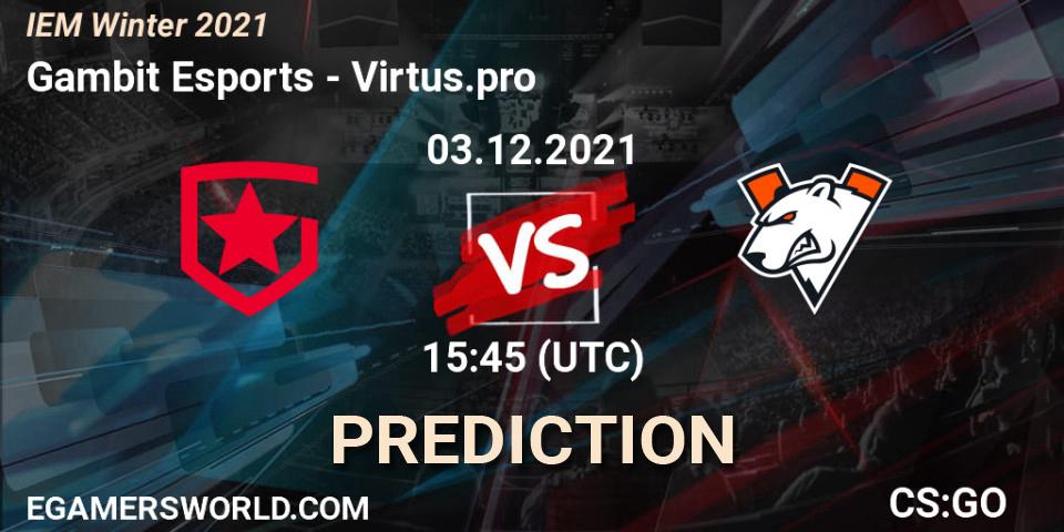 Gambit Esports - Virtus.pro: прогноз. 03.12.21, CS2 (CS:GO), IEM Winter 2021
