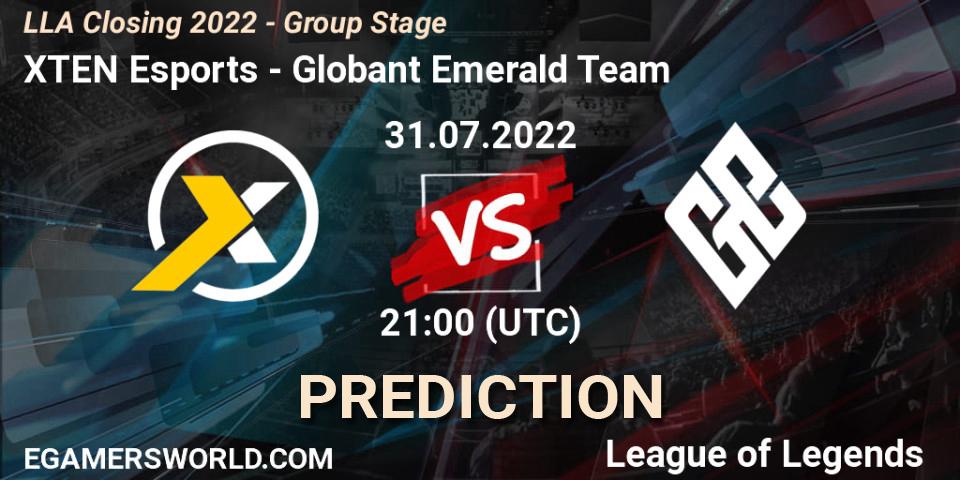 XTEN Esports - Globant Emerald Team: прогноз. 31.07.22, LoL, LLA Closing 2022 - Group Stage