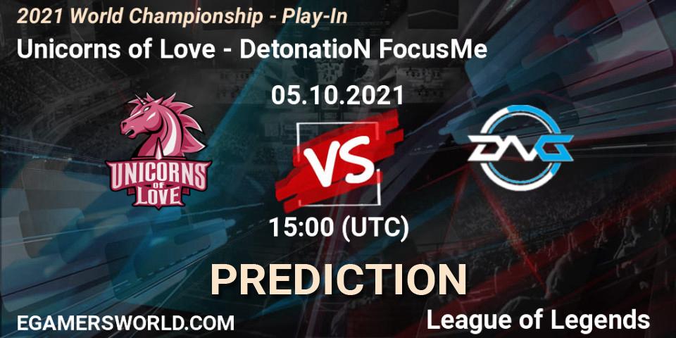 Unicorns of Love - DetonatioN FocusMe: прогноз. 05.10.21, LoL, 2021 World Championship - Play-In