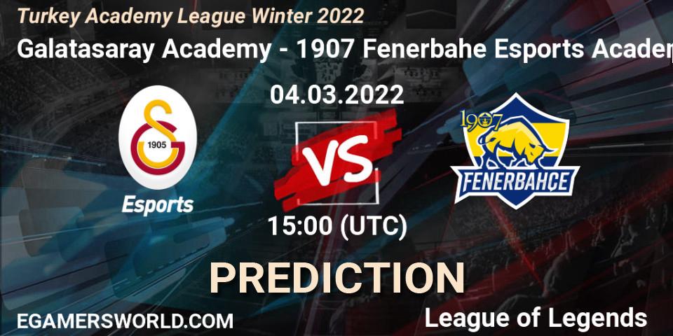 Galatasaray Academy - 1907 Fenerbahçe Esports Academy: прогноз. 04.03.22, LoL, Turkey Academy League Winter 2022