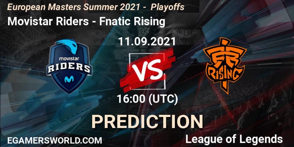 Movistar Riders - Fnatic Rising: прогноз. 09.09.21, LoL, European Masters Summer 2021 - Playoffs