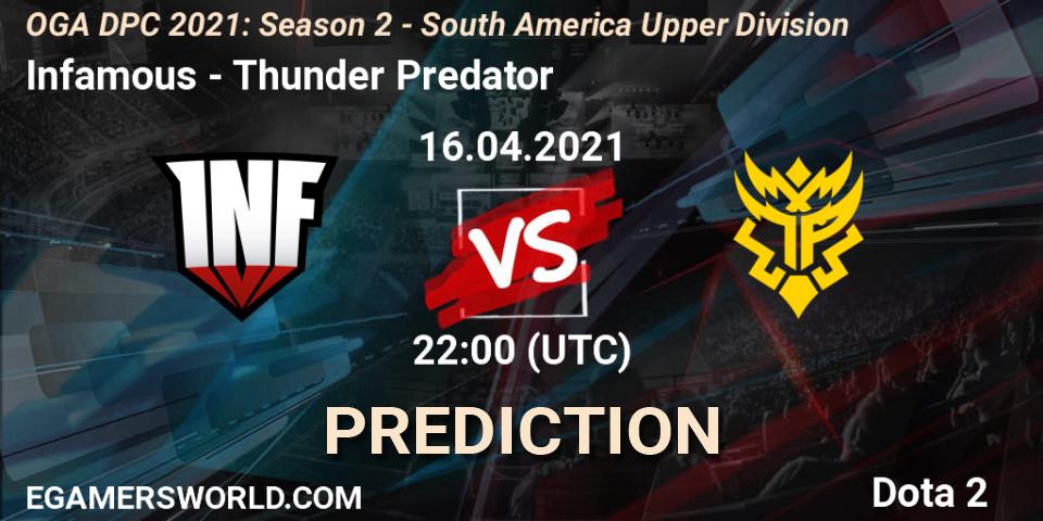 Infamous - Thunder Predator: прогноз. 16.04.21, Dota 2, OGA DPC 2021: Season 2 - South America Upper Division