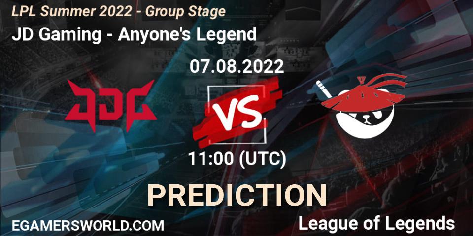 JD Gaming - Anyone's Legend: прогноз. 07.08.22, LoL, LPL Summer 2022 - Group Stage