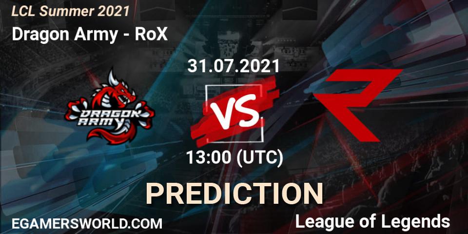 Dragon Army - RoX: прогноз. 31.07.21, LoL, LCL Summer 2021
