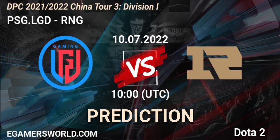 PSG.LGD - RNG: прогноз. 10.07.22, Dota 2, DPC 2021/2022 China Tour 3: Division I