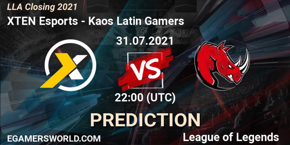 XTEN Esports - Kaos Latin Gamers: прогноз. 01.08.21, LoL, LLA Closing 2021