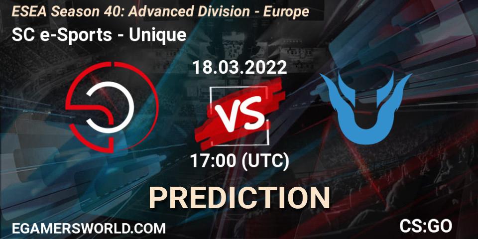 SC e-Sports - Unique: прогноз. 18.03.22, CS2 (CS:GO), ESEA Season 40: Advanced Division - Europe