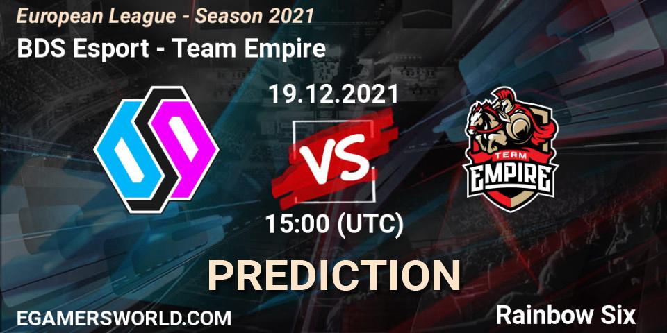 BDS Esport - Team Empire: прогноз. 19.12.21, Rainbow Six, European League - Season 2021