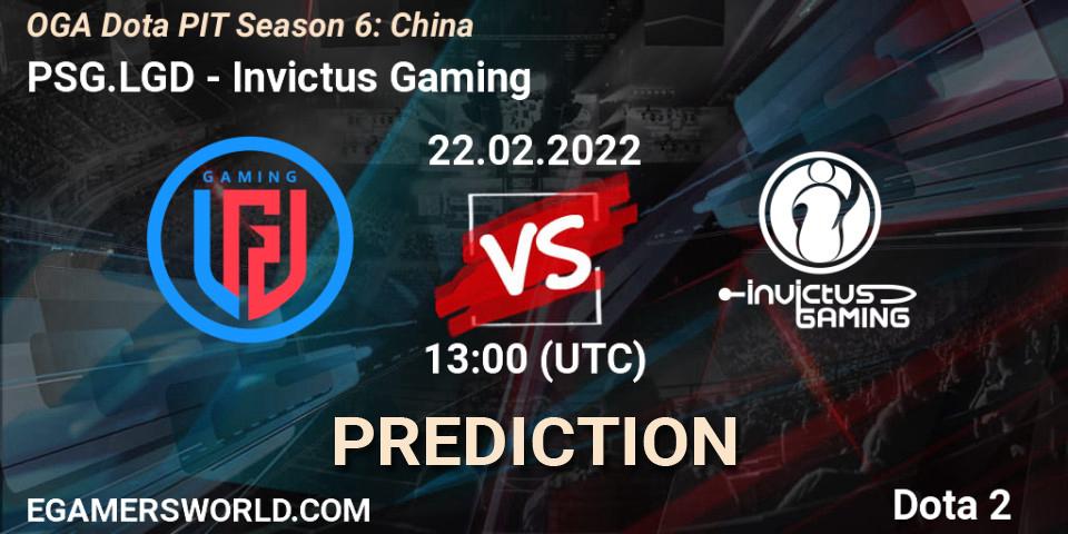 PSG.LGD - Invictus Gaming: прогноз. 22.02.22, Dota 2, OGA Dota PIT Season 6: China