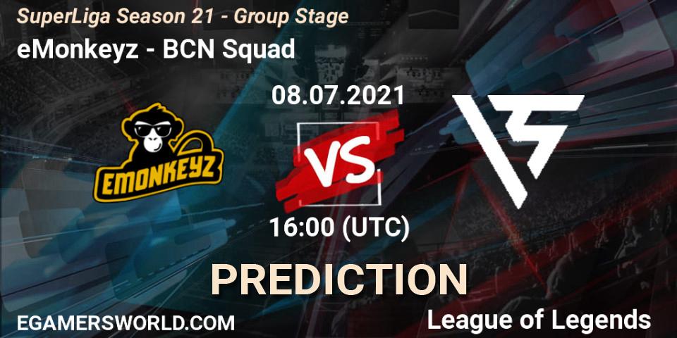 eMonkeyz - BCN Squad: прогноз. 08.07.21, LoL, SuperLiga Season 21 - Group Stage 