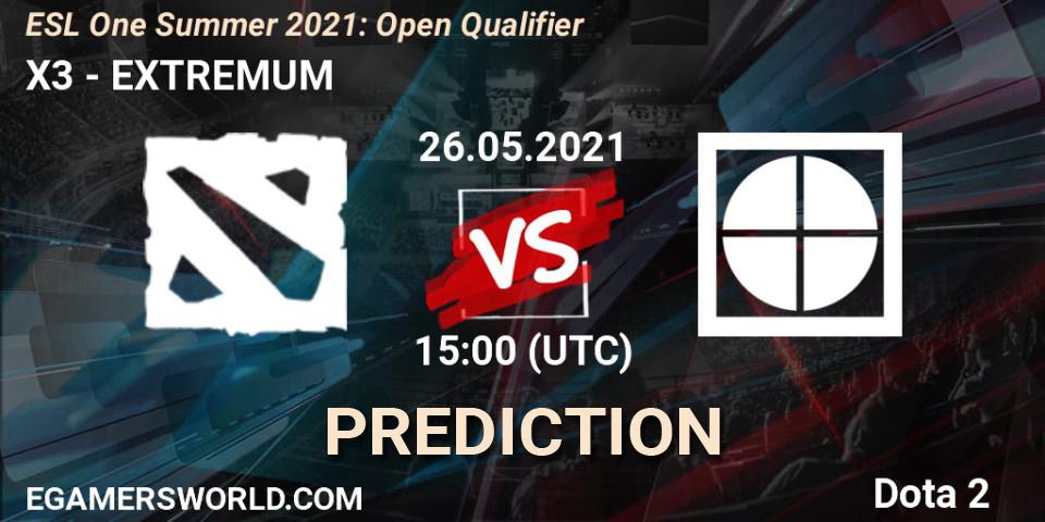 X3 - EXTREMUM: прогноз. 26.05.21, Dota 2, ESL One Summer 2021: Open Qualifier