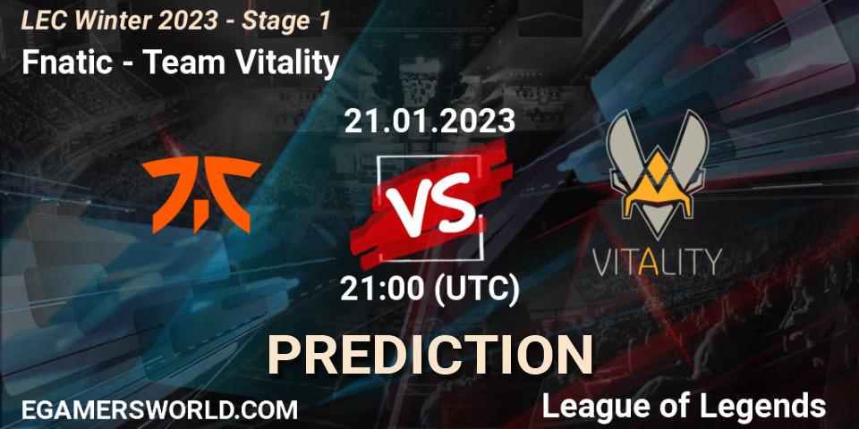 Fnatic - Team Vitality: прогноз. 21.01.23, LoL, LEC Winter 2023 - Stage 1