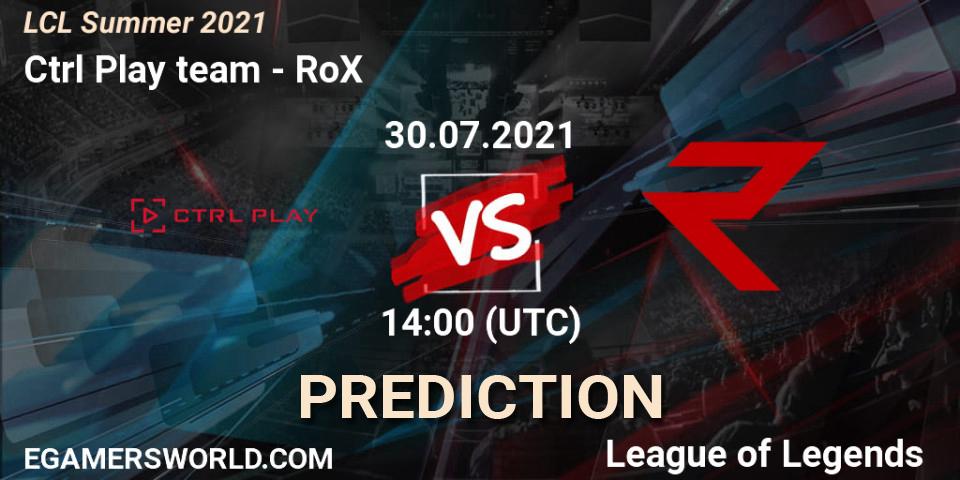 Ctrl Play team - RoX: прогноз. 30.07.21, LoL, LCL Summer 2021