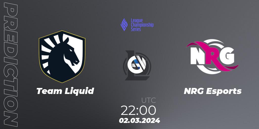 Team Liquid - NRG Esports: прогноз. 02.03.24, LoL, LCS Spring 2024 - Group Stage