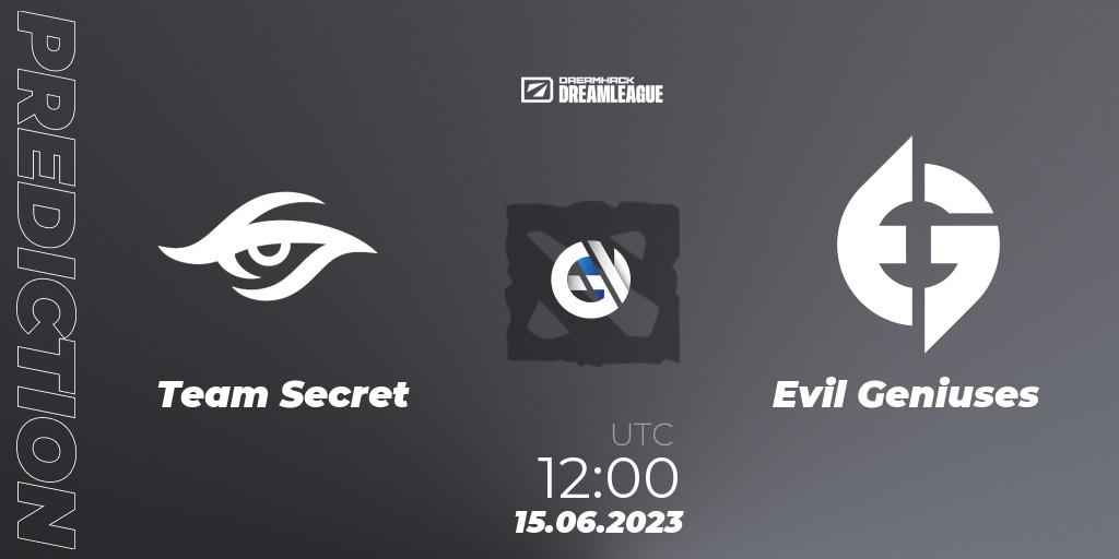 Team Secret - Evil Geniuses: прогноз. 15.06.23, Dota 2, DreamLeague Season 20 - Group Stage 1