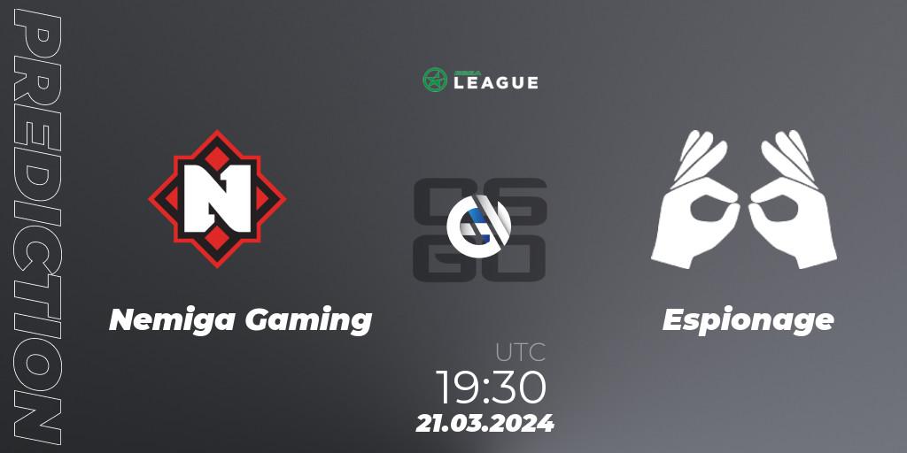 Nemiga Gaming - Espionage: прогноз. 22.03.24, CS2 (CS:GO), ESEA Season 48: Advanced Division - Europe