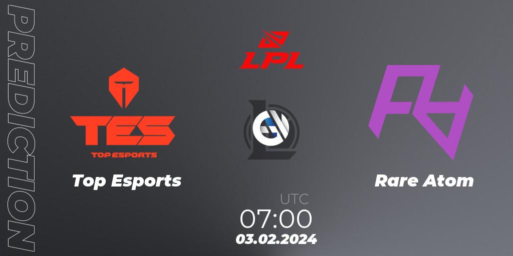 Top Esports - Rare Atom: прогноз. 03.02.24, LoL, LPL Spring 2024 - Group Stage