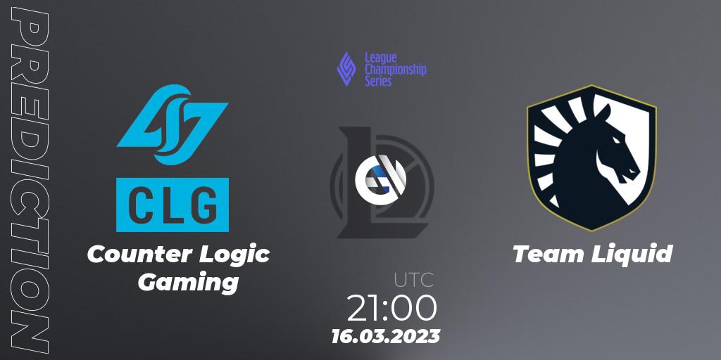 Counter Logic Gaming - Team Liquid: прогноз. 17.03.23, LoL, LCS Spring 2023 - Group Stage