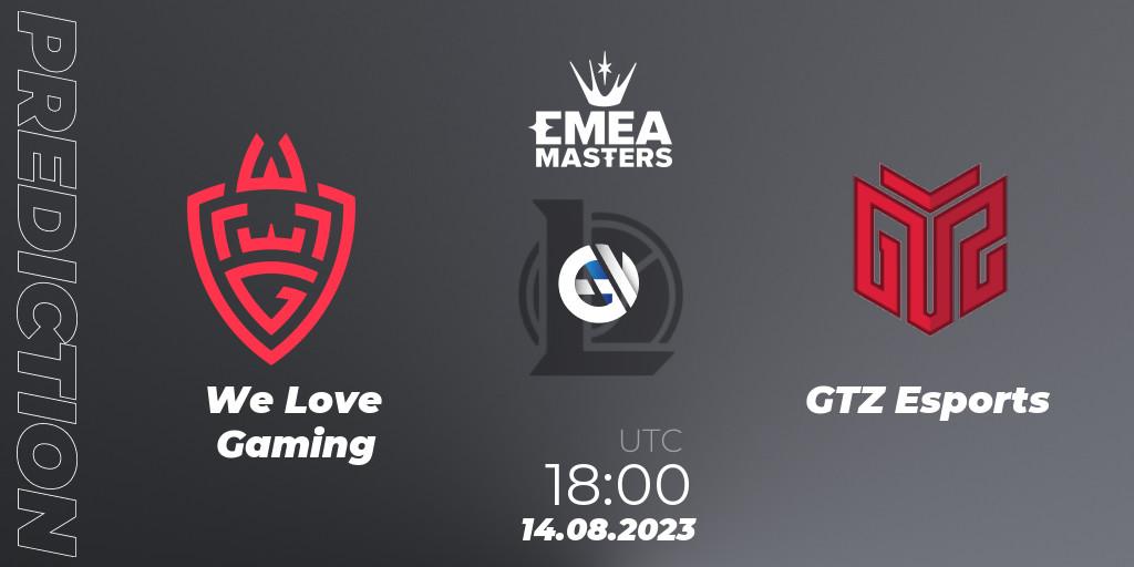 We Love Gaming - GTZ Esports: прогноз. 14.08.23, LoL, EMEA Masters Summer 2023