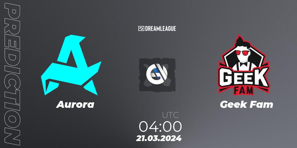 Aurora - Geek Fam: прогноз. 21.03.24, Dota 2, DreamLeague Season 23: Southeast Asia Closed Qualifier
