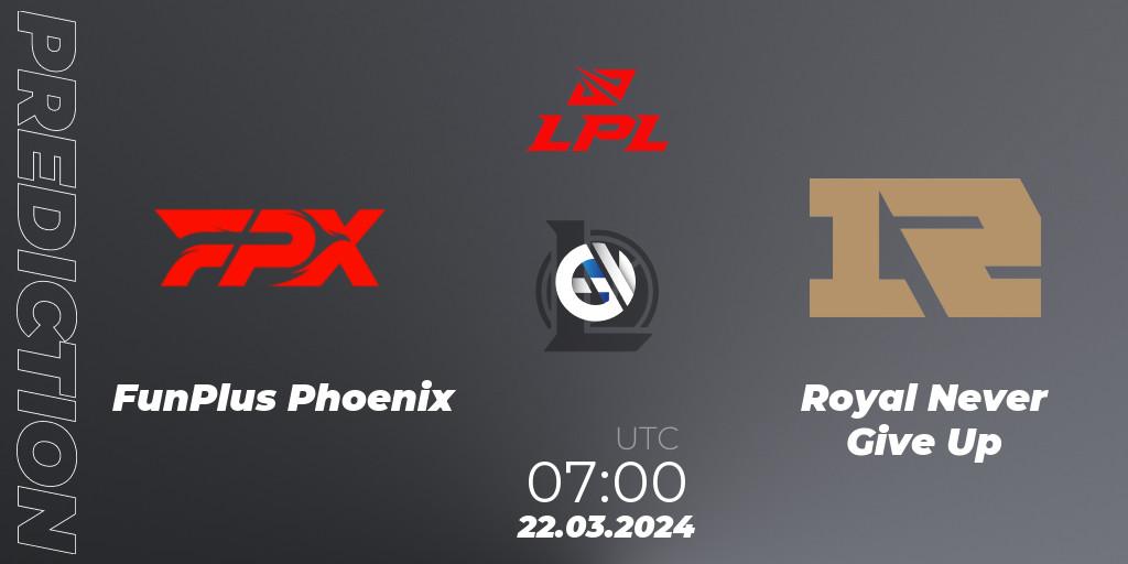 FunPlus Phoenix - Royal Never Give Up: прогноз. 22.03.24, LoL, LPL Spring 2024 - Group Stage