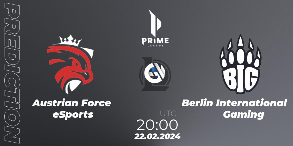 Austrian Force eSports - Berlin International Gaming: прогноз. 22.02.24, LoL, Prime League Spring 2024 - Group Stage