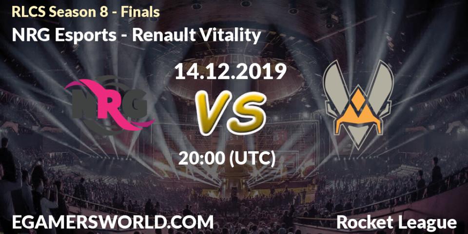 NRG Esports - Renault Vitality: прогноз. 14.12.19, Rocket League, RLCS Season 8 - Finals