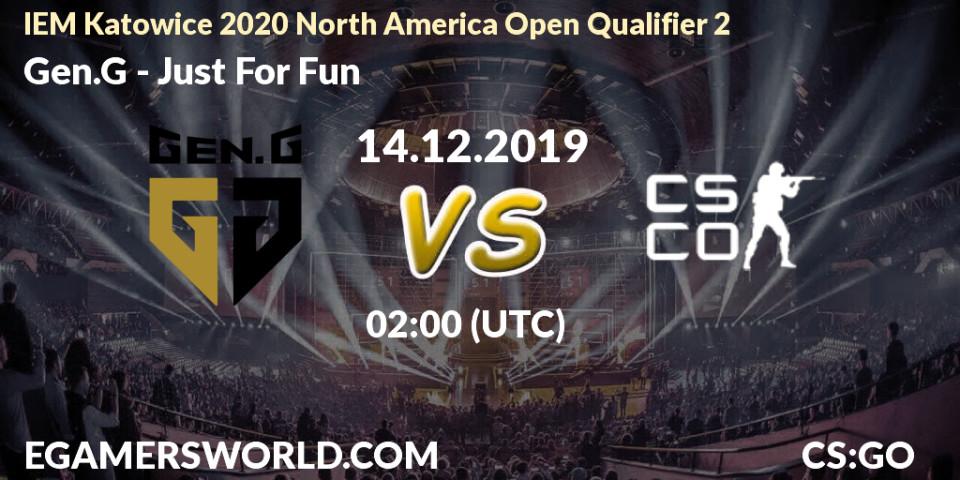 Gen.G - Just For Fun: прогноз. 14.12.19, CS2 (CS:GO), IEM Katowice 2020 North America Open Qualifier 2