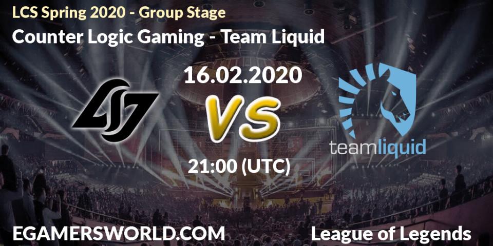 Counter Logic Gaming - Team Liquid: прогноз. 16.02.20, LoL, LCS Spring 2020 - Group Stage