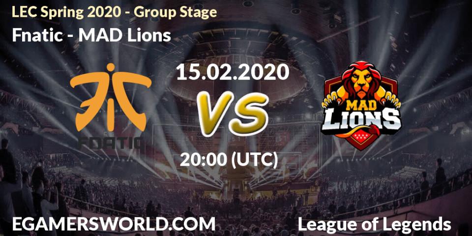 Fnatic - MAD Lions: прогноз. 15.02.20, LoL, LEC Spring 2020 - Group Stage