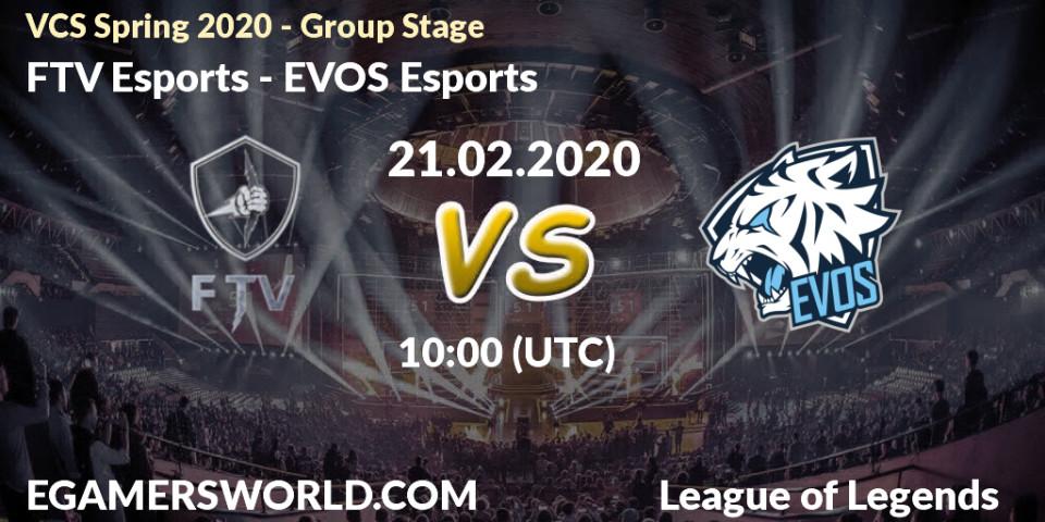 FTV Esports - EVOS Esports: прогноз. 21.02.20, LoL, VCS Spring 2020 - Group Stage