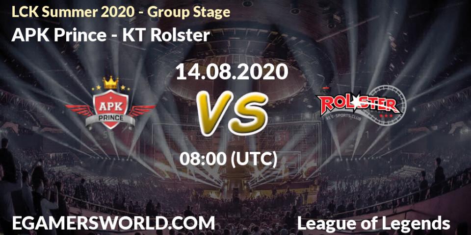 SeolHaeOne Prince - KT Rolster: прогноз. 14.08.20, LoL, LCK Summer 2020 - Group Stage