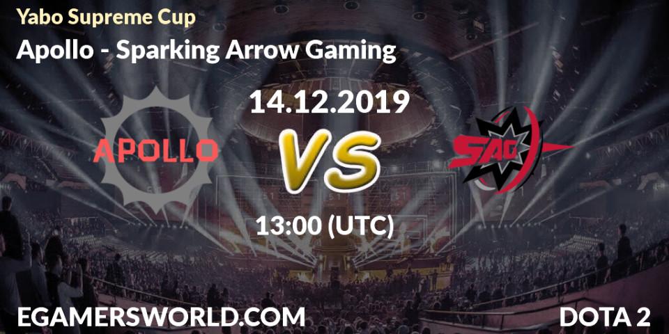 Apollo - Sparking Arrow Gaming: прогноз. 14.12.19, Dota 2, Yabo Supreme Cup