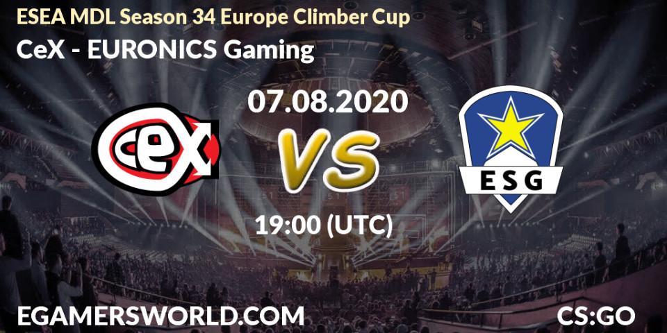CeX - EURONICS Gaming: прогноз. 07.08.20, CS2 (CS:GO), ESEA MDL Season 34 Europe Climber Cup
