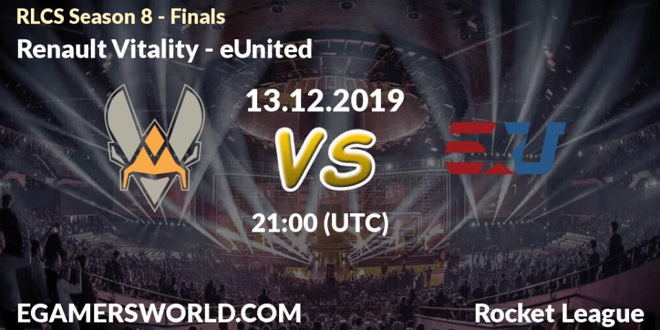 Renault Vitality - eUnited: прогноз. 13.12.19, Rocket League, RLCS Season 8 - Finals