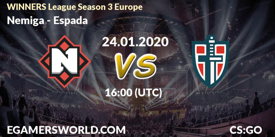 Nemiga - Espada: прогноз. 24.01.20, CS2 (CS:GO), WINNERS League Season 3 Europe