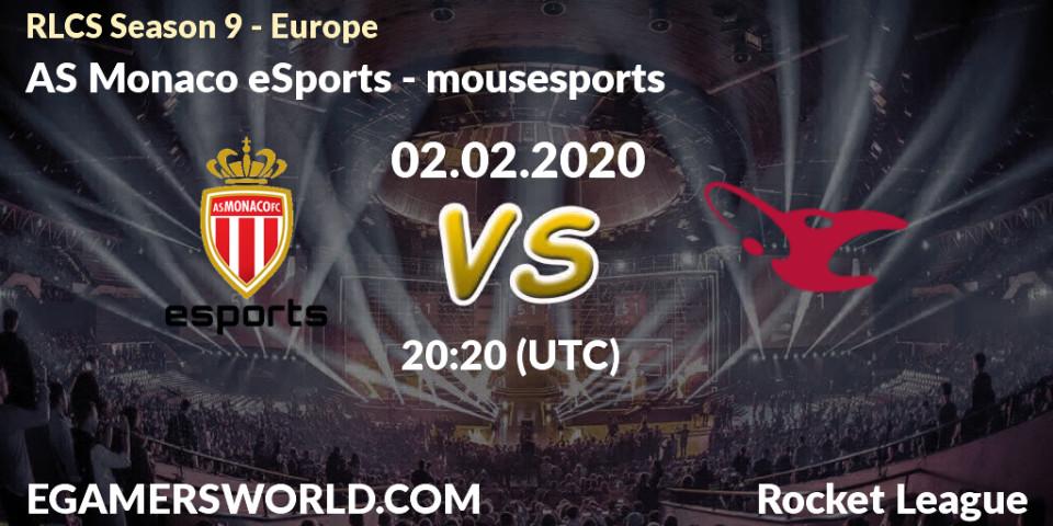 AS Monaco eSports - mousesports: прогноз. 09.02.20, Rocket League, RLCS Season 9 - Europe