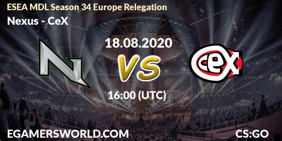 Nexus - CeX: прогноз. 18.08.20, CS2 (CS:GO), ESEA MDL Season 34 Europe Relegation