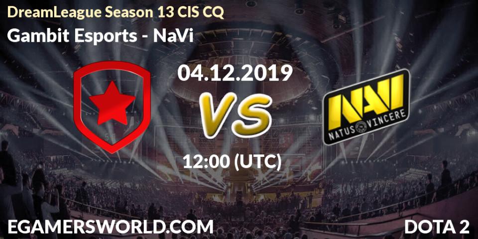 Gambit Esports - NaVi: прогноз. 04.12.19, Dota 2, DreamLeague Season 13 CIS CQ