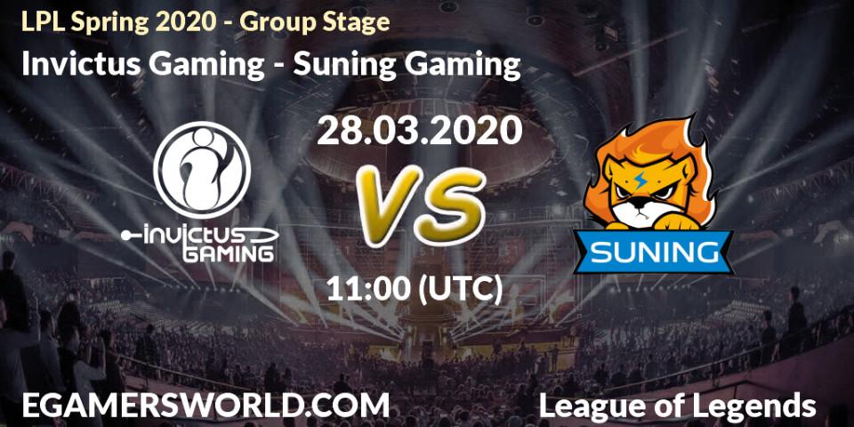 Invictus Gaming - Suning Gaming: прогноз. 28.03.20, LoL, LPL Spring 2020 - Group Stage (Week 1-4)
