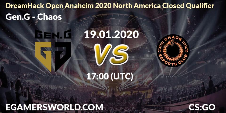 Gen.G - Chaos: прогноз. 19.01.20, CS2 (CS:GO), DreamHack Open Anaheim 2020 North America Closed Qualifier