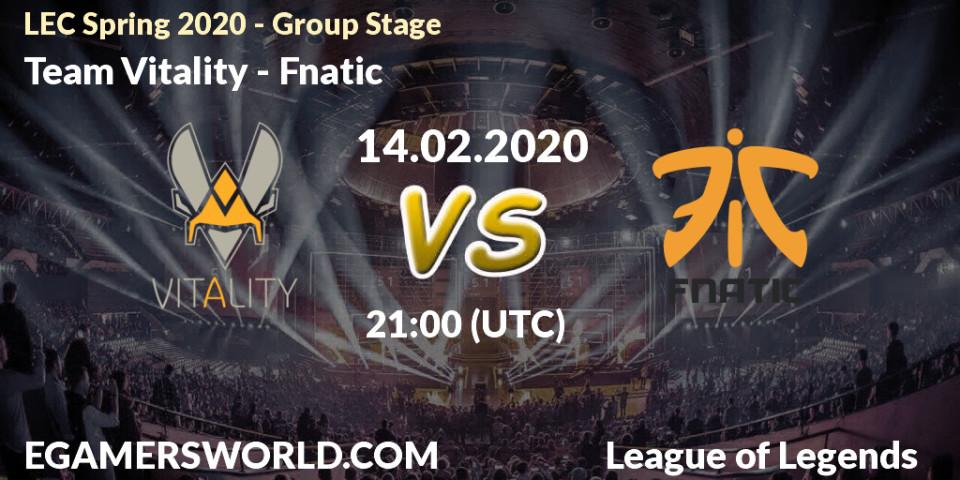 Team Vitality - Fnatic: прогноз. 14.02.20, LoL, LEC Spring 2020 - Group Stage