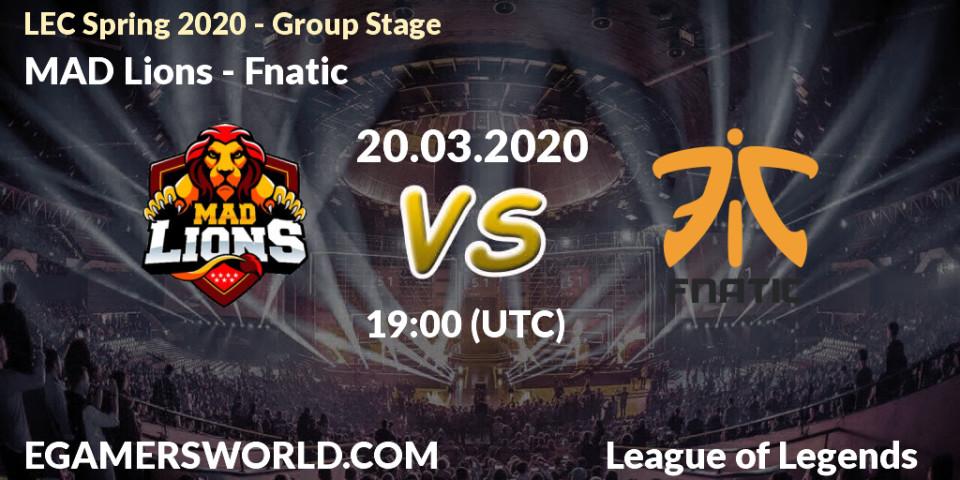 MAD Lions - Fnatic: прогноз. 27.03.20, LoL, LEC Spring 2020 - Group Stage