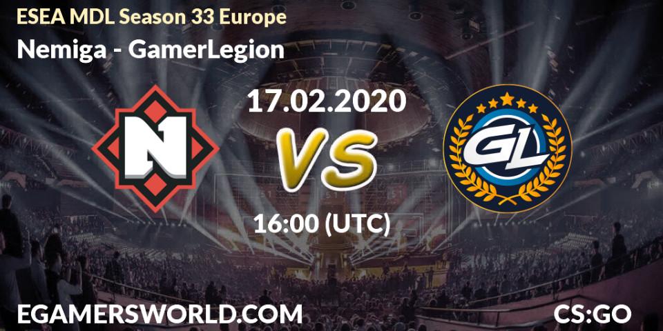 Nemiga - GamerLegion: прогноз. 21.02.20, CS2 (CS:GO), ESEA MDL Season 33 Europe