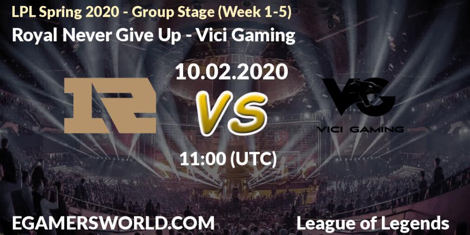 Royal Never Give Up - Vici Gaming: прогноз. 20.03.20, LoL, LPL Spring 2020 - Group Stage (Week 1-4)