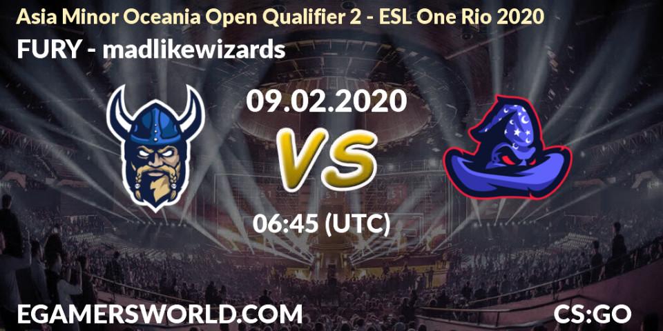FURY - madlikewizards: прогноз. 09.02.20, CS2 (CS:GO), Asia Minor Oceania Open Qualifier 2 - ESL One Rio 2020