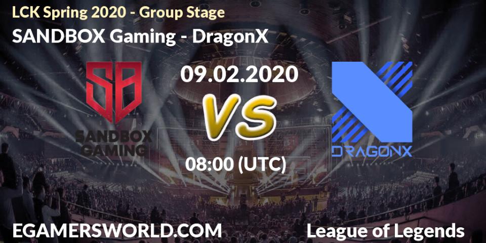 SANDBOX Gaming - DragonX: прогноз. 09.02.20, LoL, LCK Spring 2020 - Group Stage