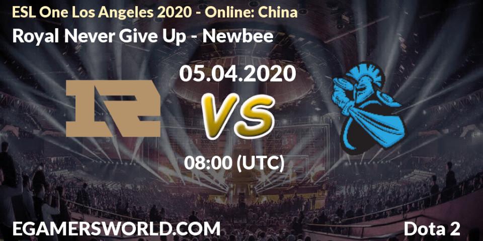 Royal Never Give Up - Newbee: прогноз. 05.04.20, Dota 2, ESL One Los Angeles 2020 - Online: China
